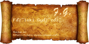 Füleki Győző névjegykártya
